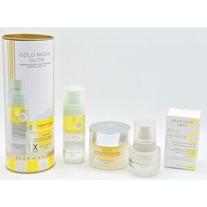 Beekman 1802 Gold Medal Glow Milk RX Set With Primer 3 Piece Hydrating Skin Care